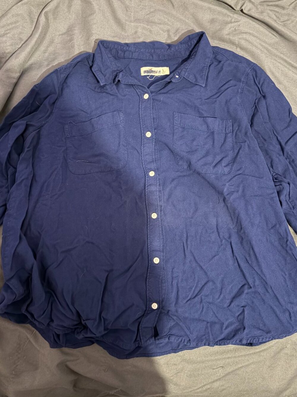 Blue Hollister kids' large button-up shirt